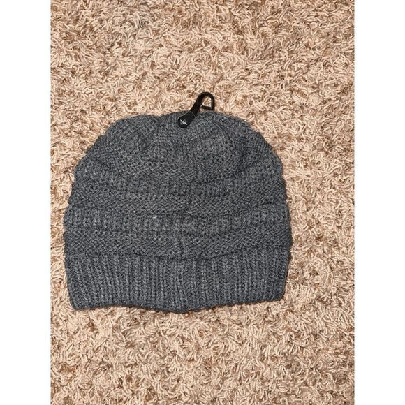 CC Original Gray Solid Ribbed Beanie Toboggan - Picture 2 of 3